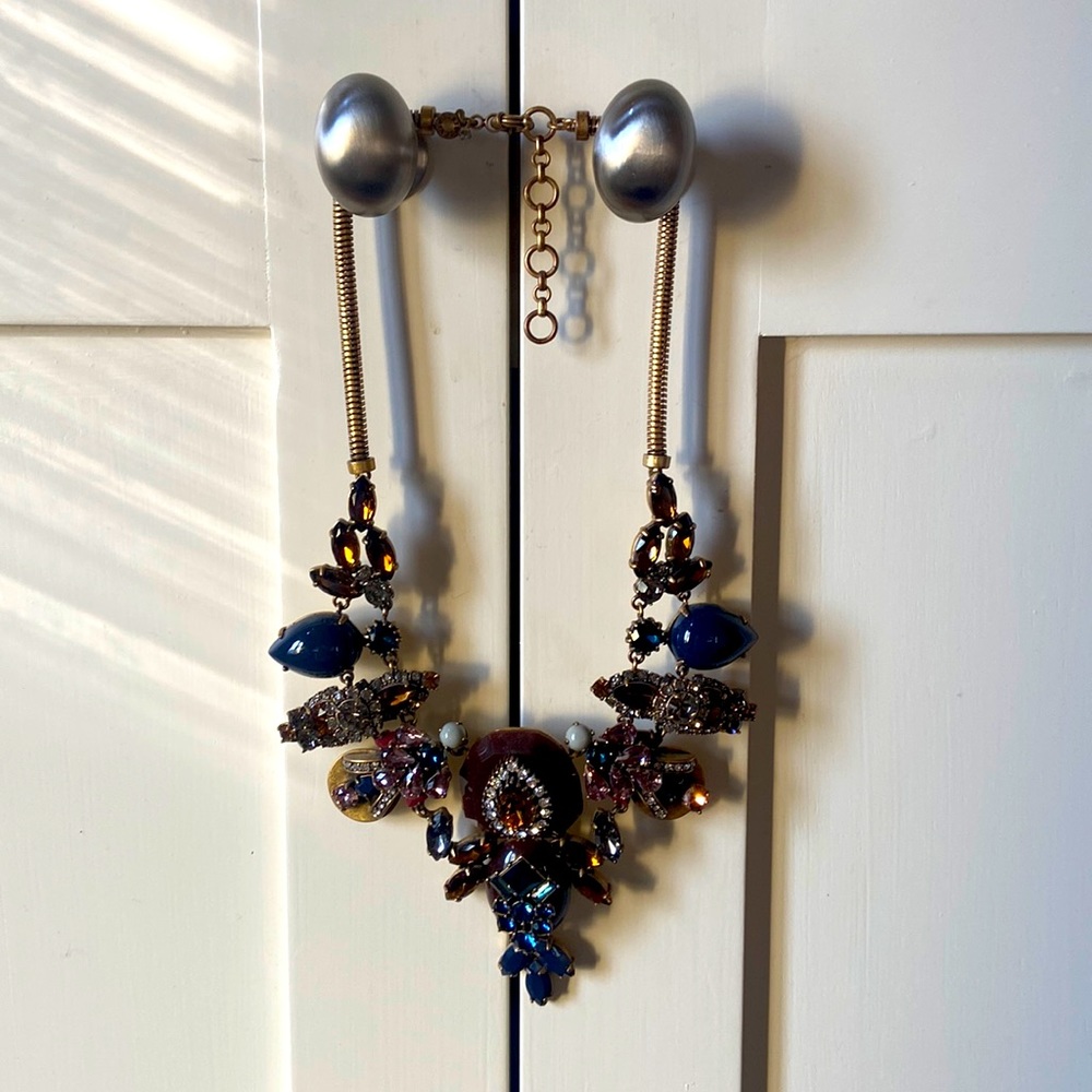 J. Crew Elegant Blue and Gold Necklace